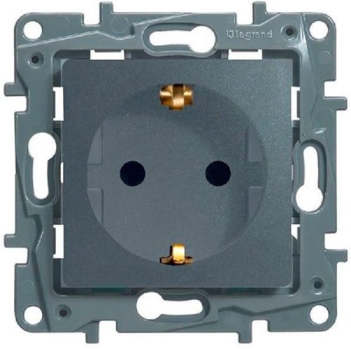 Розетка с заземлением без рамки Legrand Etika 1-м. алюминий картинка